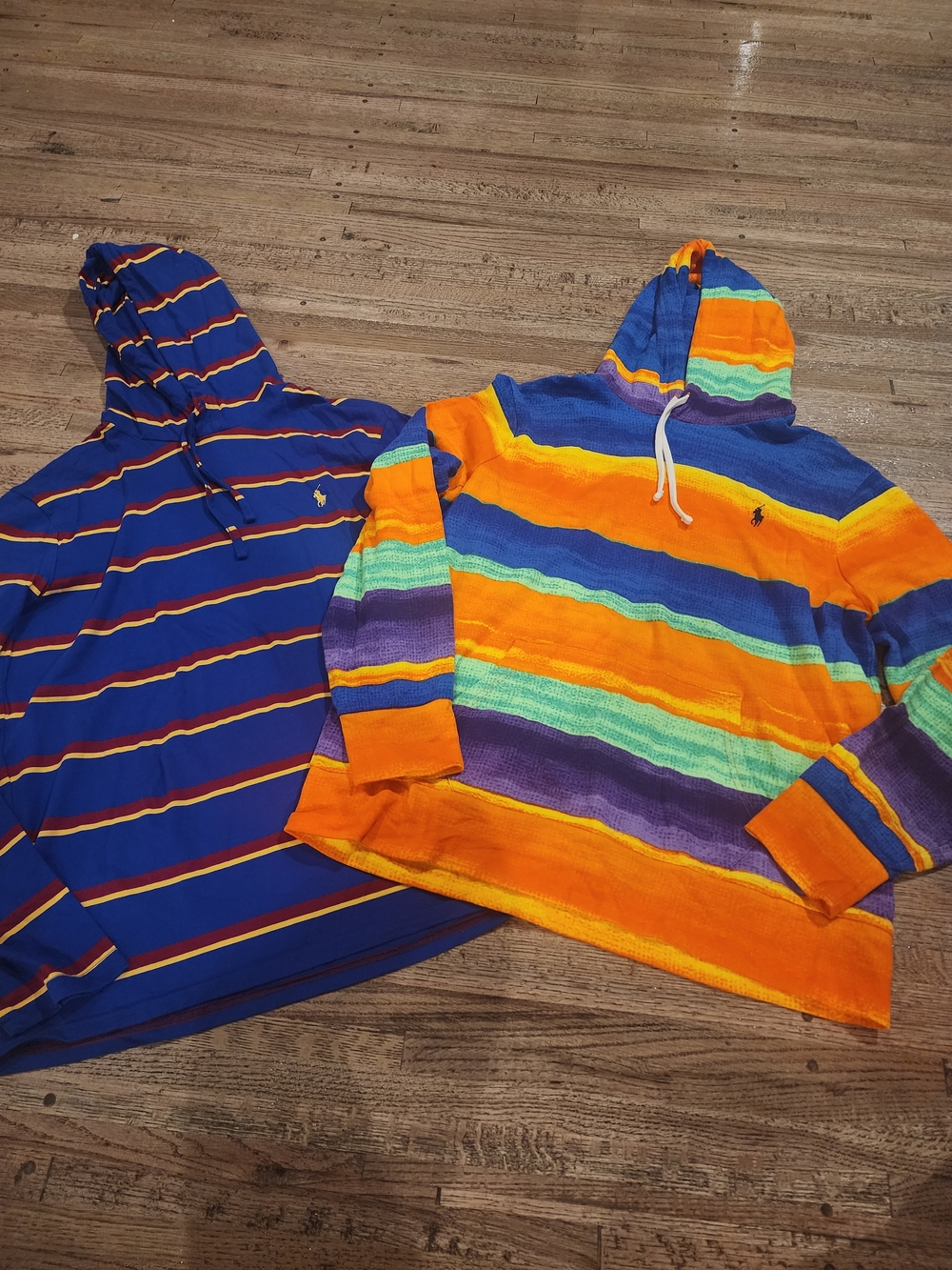 Polo Ralph Lauren Striped Hooded Pullovers - Blue & Orange Multicolor